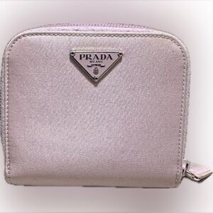 Authentic Prada Nylon Leather Bifold Wallet | Lilac